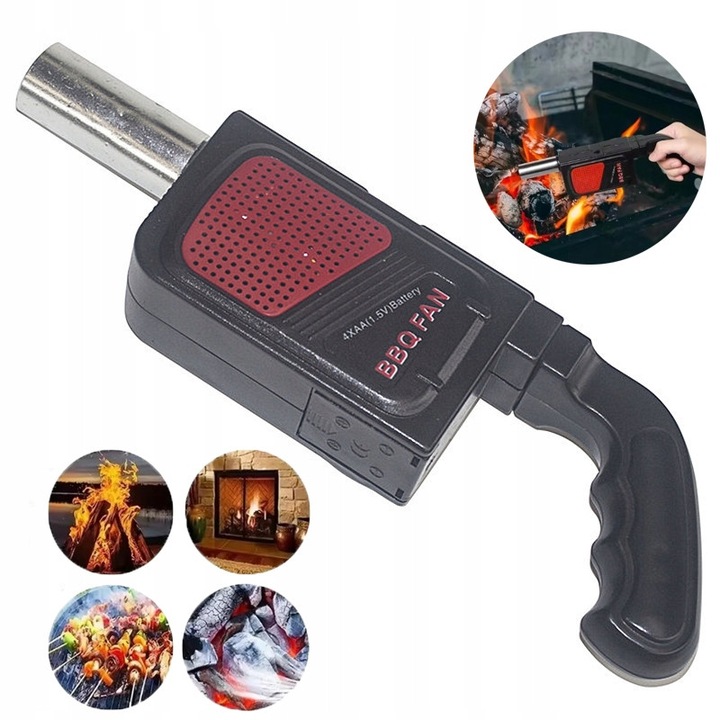 Suflanta electrica pentru gratar, 25,5cm, neagra, set de ustensile gratar