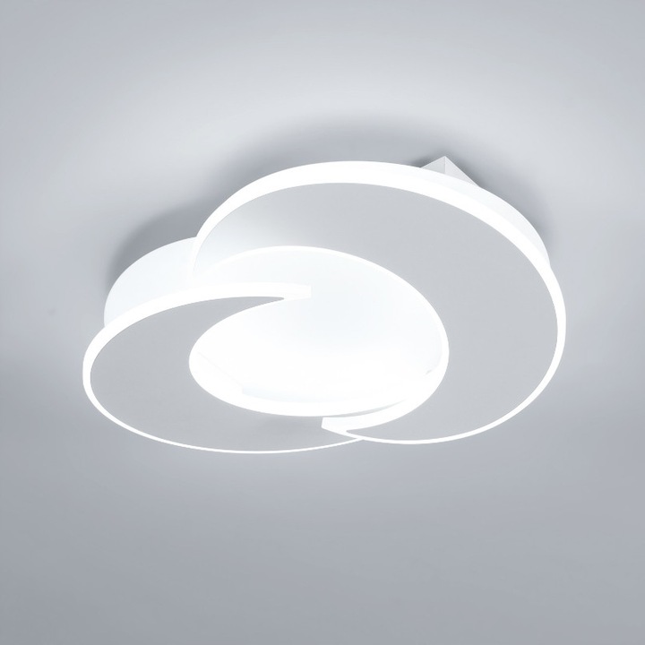 Lustra LED Riserva, design modern, alb, 36W, 6500K, dimensiuni 40x30x9cm, pentru living, dormitor, bucatarie, dining