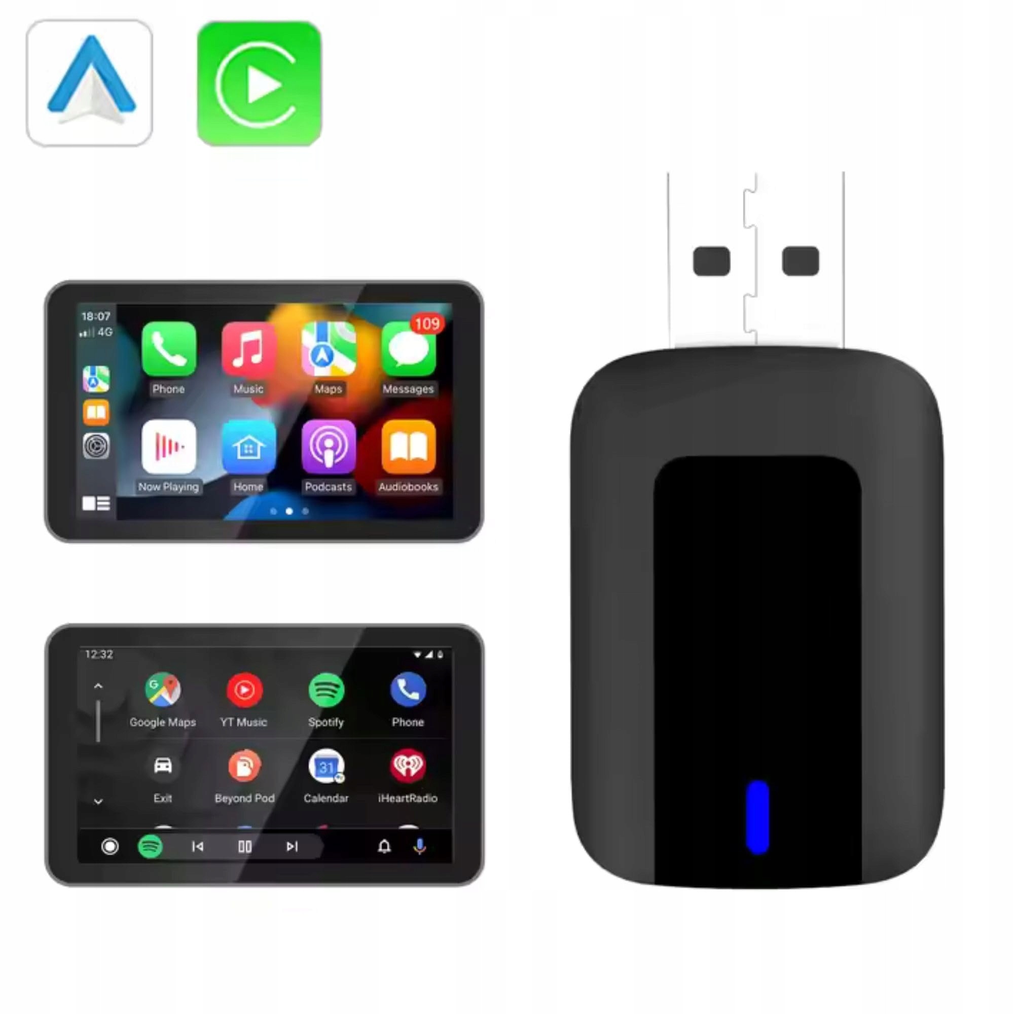 Adapter wireless CarPlay/Android Auto, 5.0, USB, Bluetooth, compact ...