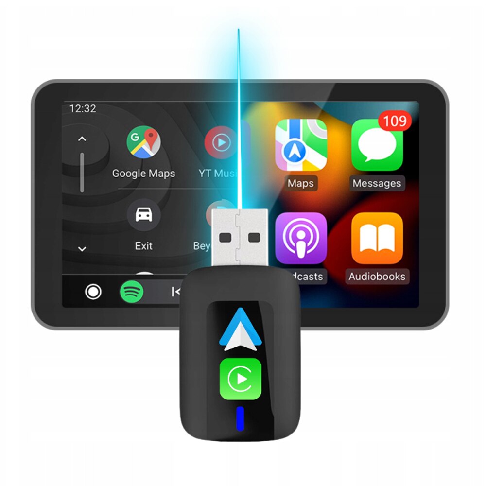 Adapter wireless CarPlay/Android Auto, 5.0, USB, Bluetooth, compact ...