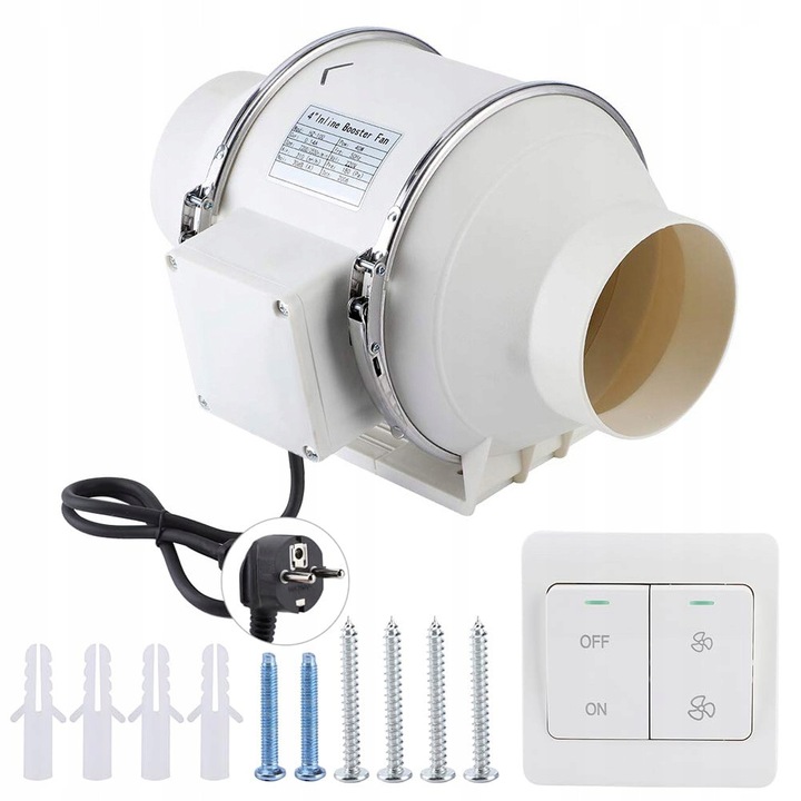 Ventilator canal HZ-100H, 30W, 220m3/h, 98mm, 24x17x15,5cm