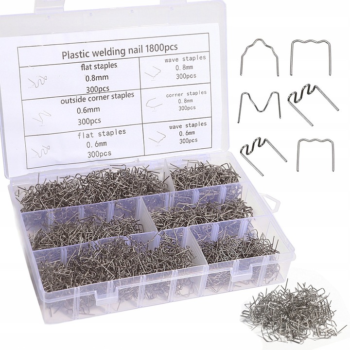 Set 1800 capse de cuie pentru sudura plastic, 0,6mm si 0,8mm