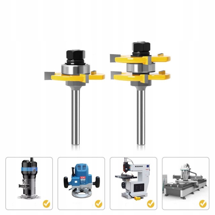 Set freze pentru lemn, 8mm, 2 bucati, adancime taiere 1/2", latime 1/4", otel, rezistent la caldura