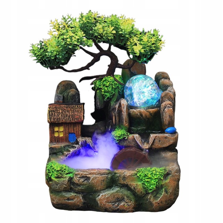 LED декоративен фонтан за интериор с помпа, 16x20x27см