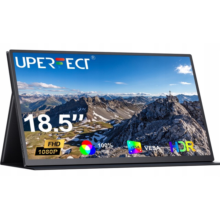 Monitor portabil gaming 18.5" UPERFECT 1080P, 60Hz, 100% sRGB, contrast 1200:1, cu suport VESA