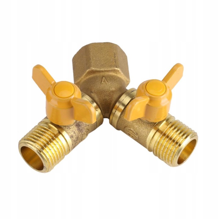 Öntözőcsatlakozó, 2 utas adapter, sárgaréz, G1/2, 215g