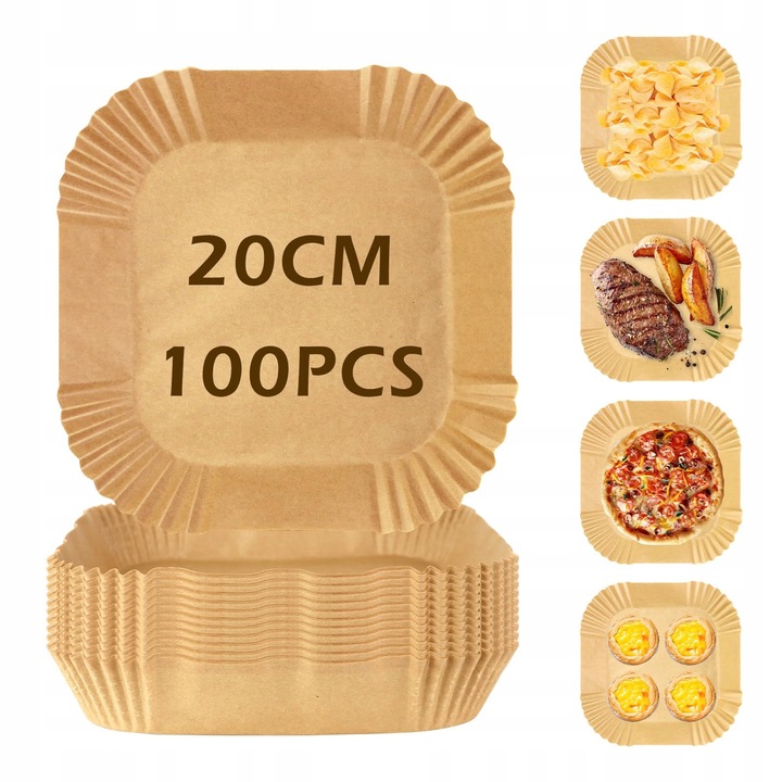 Set 100 bucati hartie de copt, rezistenta la temperaturi, biodegradabila, pentru friteuze cu aer cald, 20cm