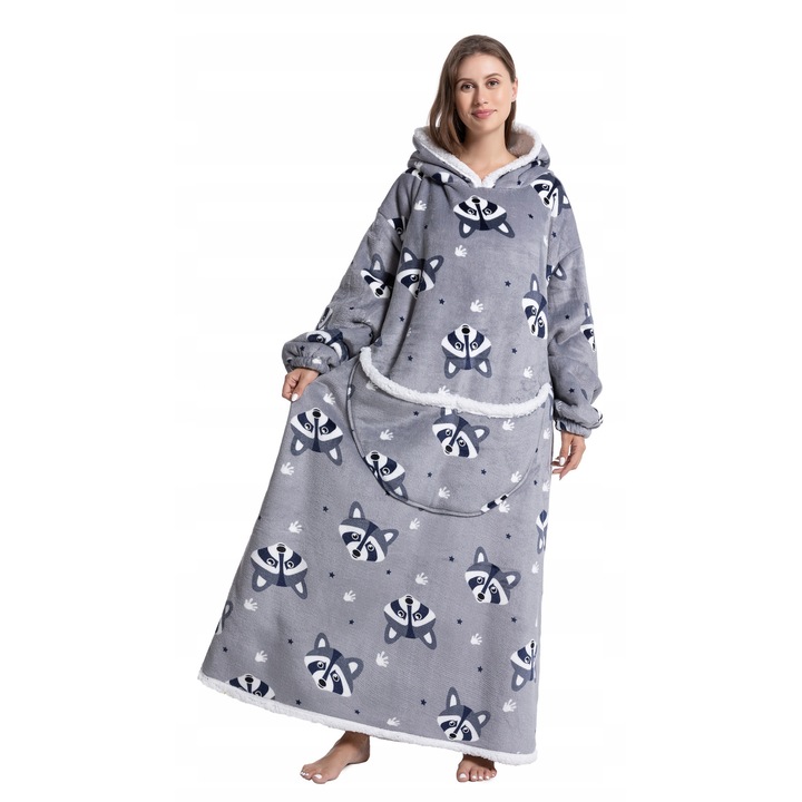 Bluza patura, oversize, 2 in 1, calduroasa, multicolor, dimensiuni 140x90cm