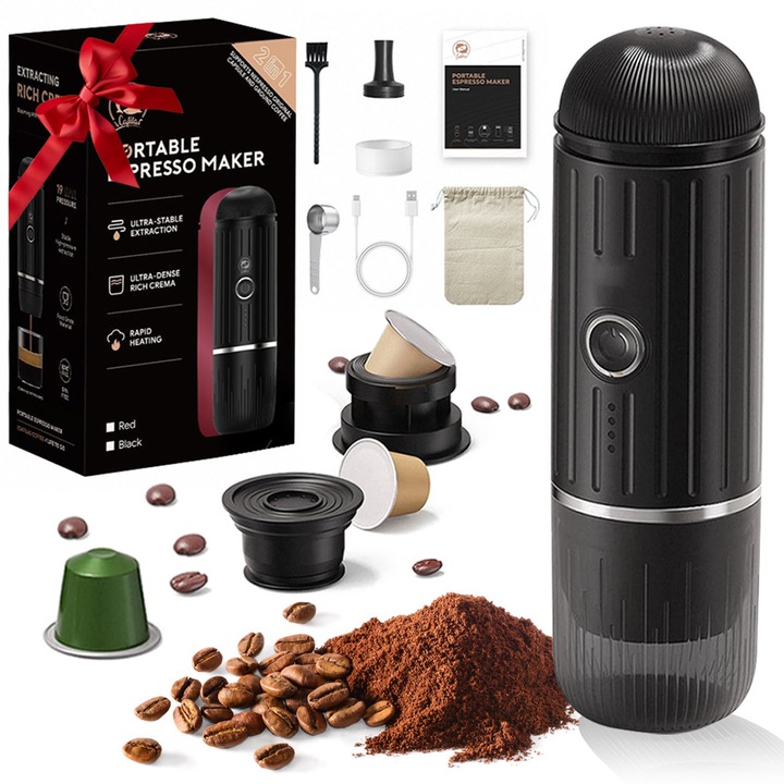 Преносим еспресо уред, 100 мл, включени аксесоари, 275 гр, за пътуване