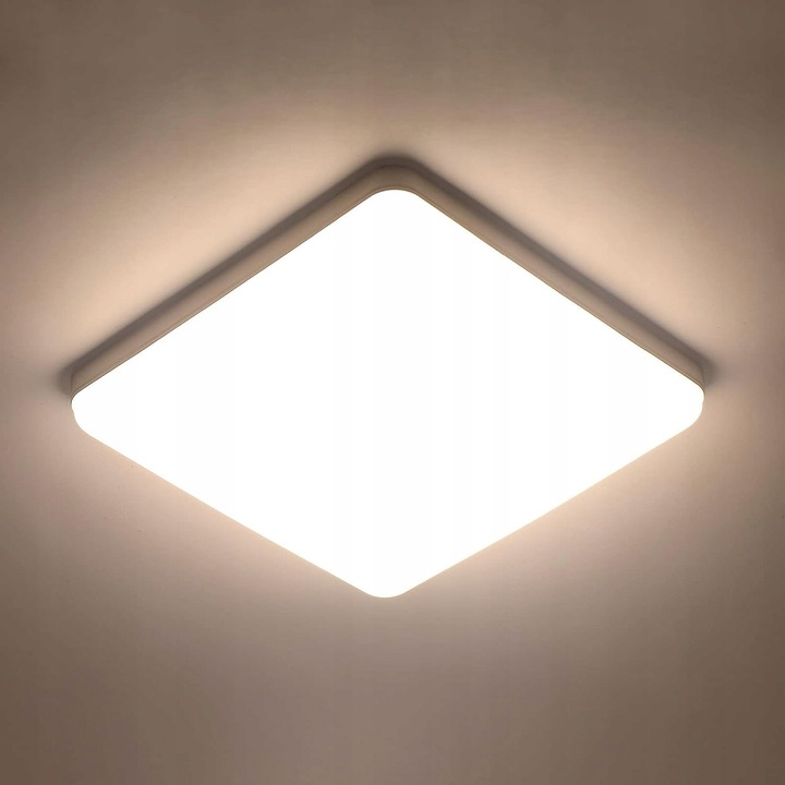 LED mennyezeti lámpa, négyzet alakú, 36W, 4000K, 3300LM, fehér, méretei 23x23x4cm, vízálló, szerelőkészlet mellékelve