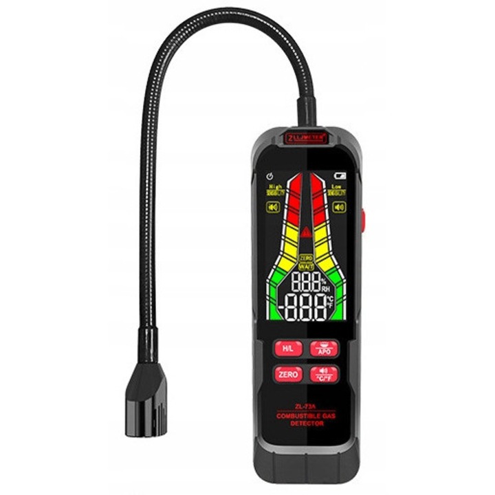 Detector gaz cu sonde, DEWINNER, 31cm, alarm sonor si vizual, negru, 17x8x5cm, set complet