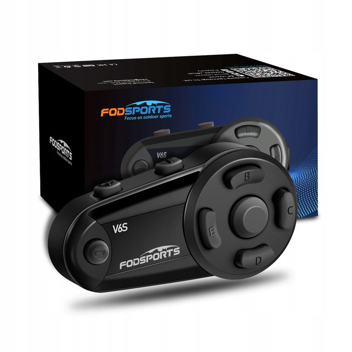 Intercom Bluetooth 5.0 pentru motocicleta Fodsports V6S, reducere zgomot, conectare 6 dispozitive, negru