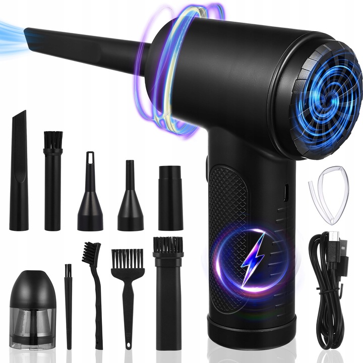 Aspirator auto fara fir, 68W, 7600mAh, negru, 16x10x6.5cm, set cu accesorii