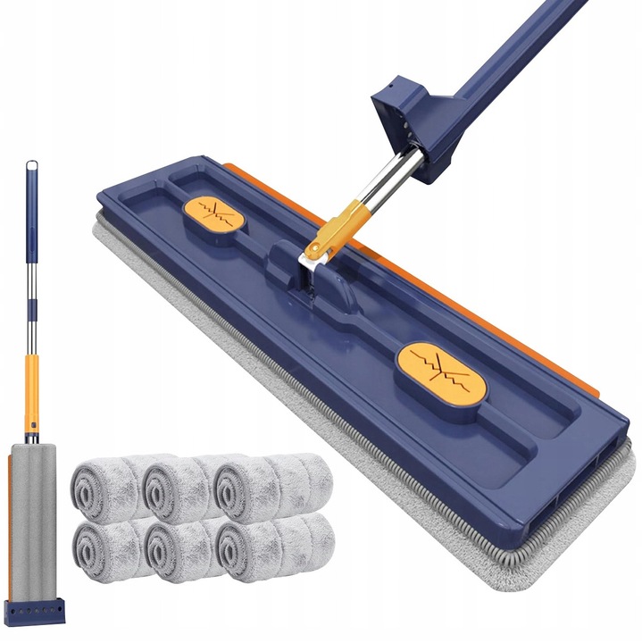 Mop plin cu scrobitor, 133cm, 42cm, 6 lavete, multicolor