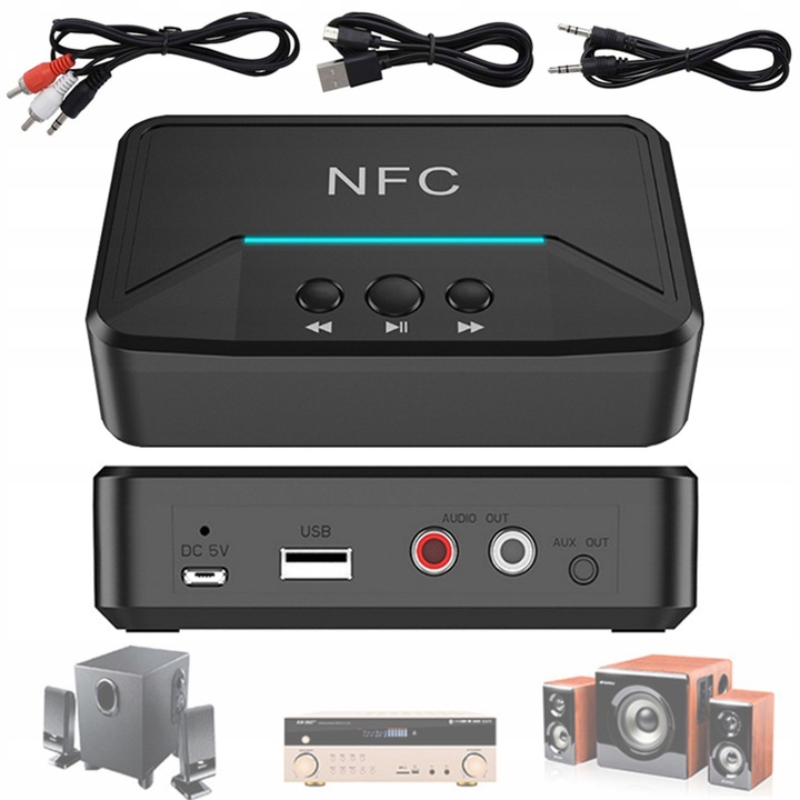 Receptor audio Bluetooth 5.0, port AUX 3,5 mm, compatibilitate NFC
