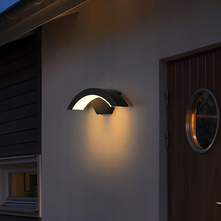 Kinkiet LED 24W, iluminare 3000K, metal-acril, pentru exterior, IP65