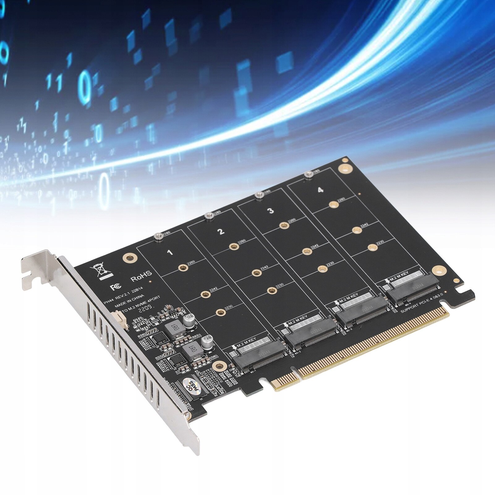 Adaptor M.2 NVME SSD PCIe X16 4-port, 4x32 Gbps, set cu suruburi