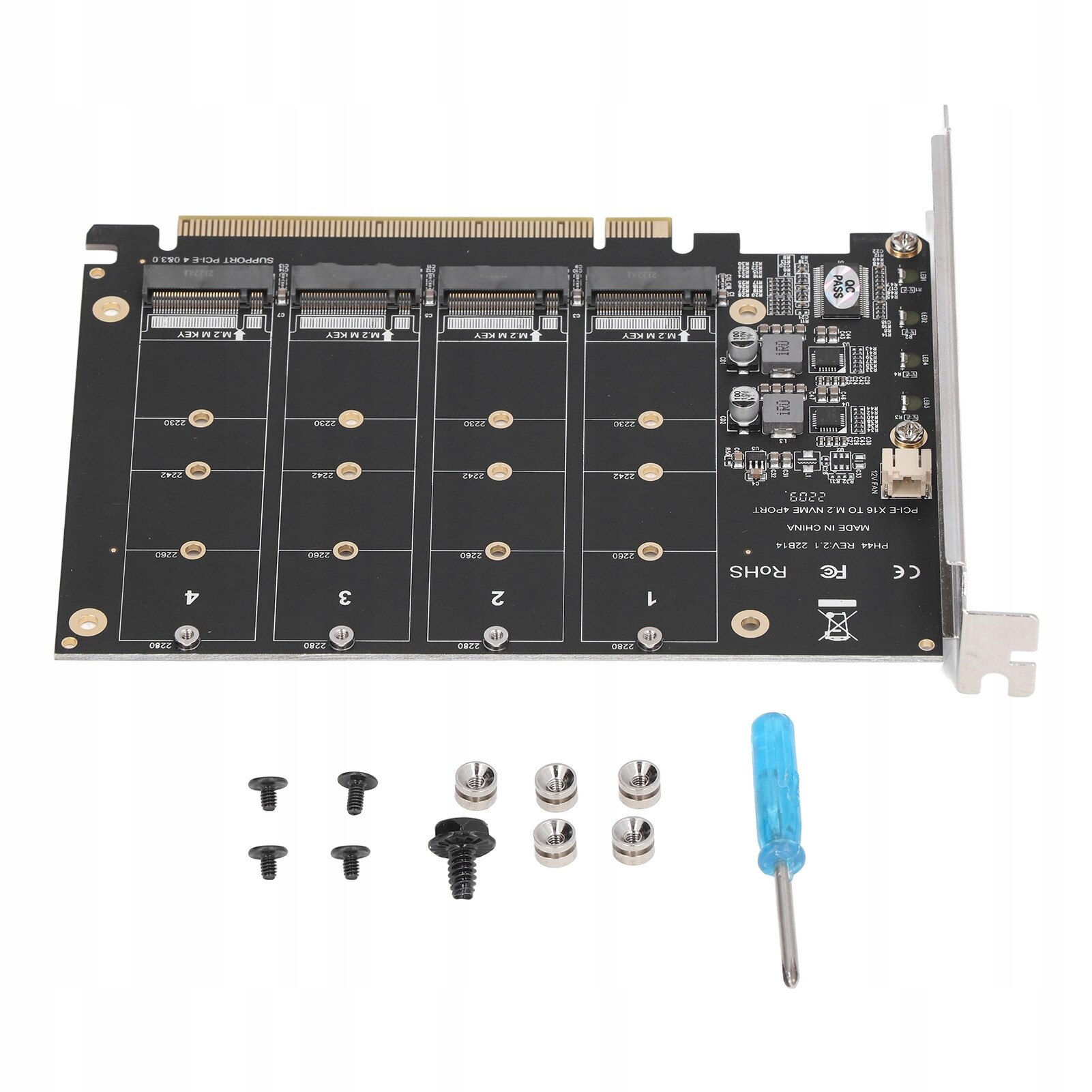Adaptor M.2 NVME SSD PCIe X16 4-port, 4x32 Gbps, set cu suruburi