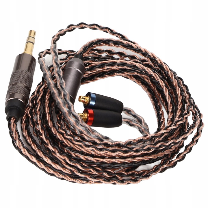 Cablul audio pentru casti MMCX-3.5mm, 120cm, mana de lucru din cupru si negru