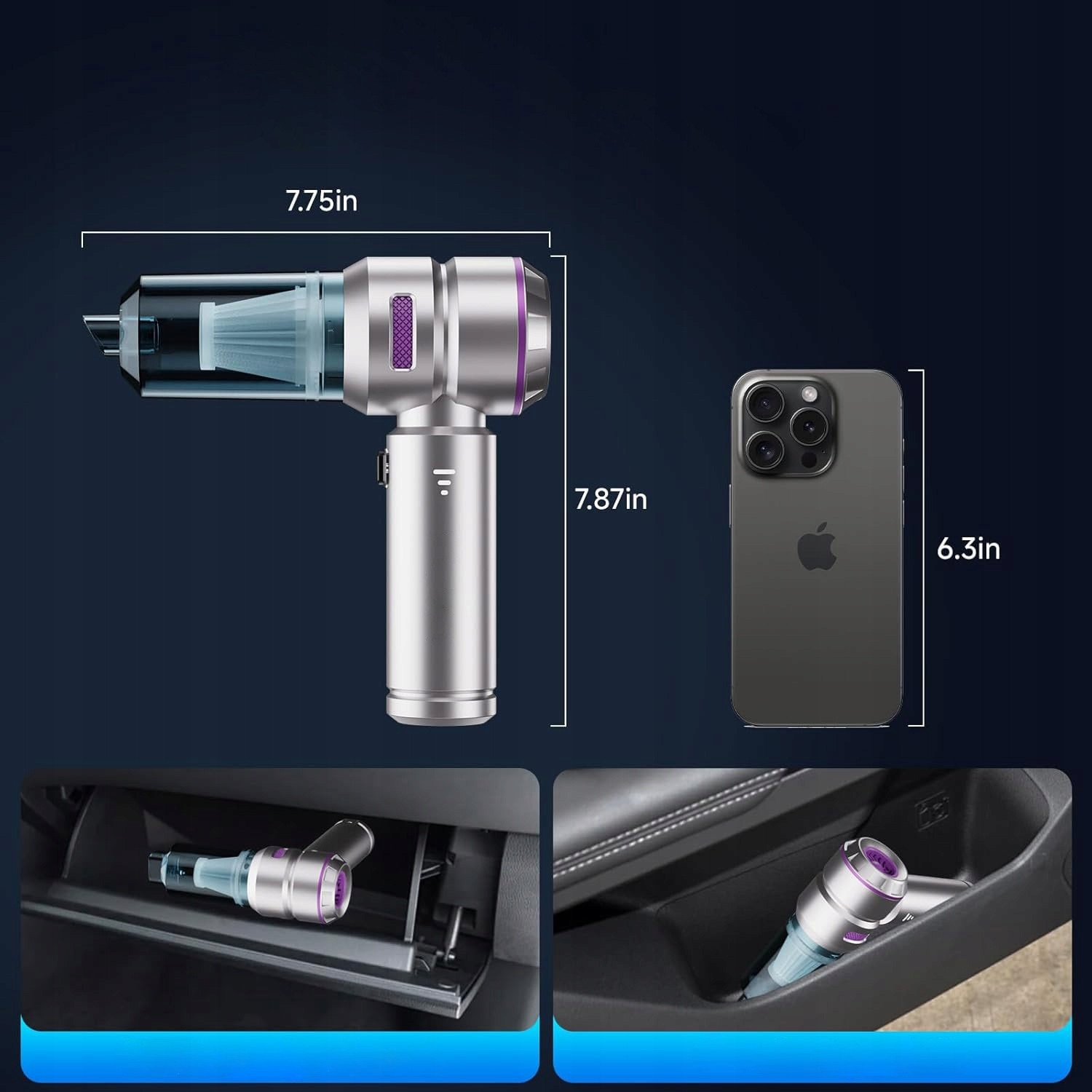 Aspirator, 16000PA, 3 viteze, 200000 RPM, Argintiu
