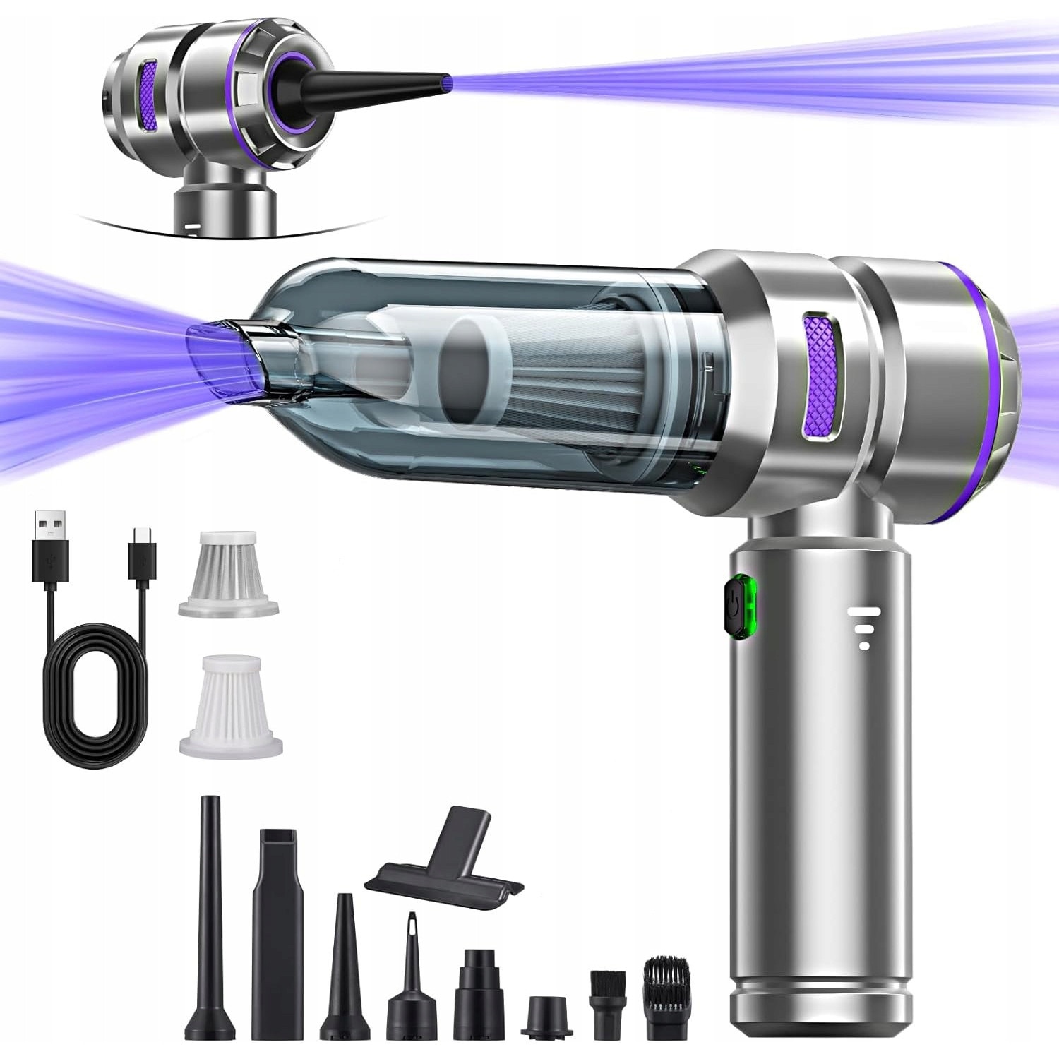 Aspirator, 16000PA, 3 viteze, 200000 RPM, Argintiu