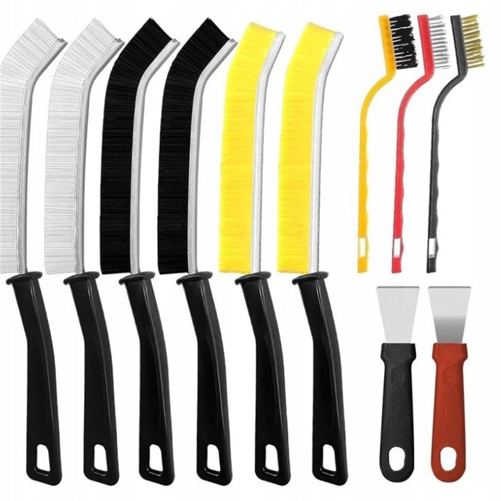 Set perii de curatare pentru colturi cu 2 raclete, multicolor, pentru bucatarie, baie si WC