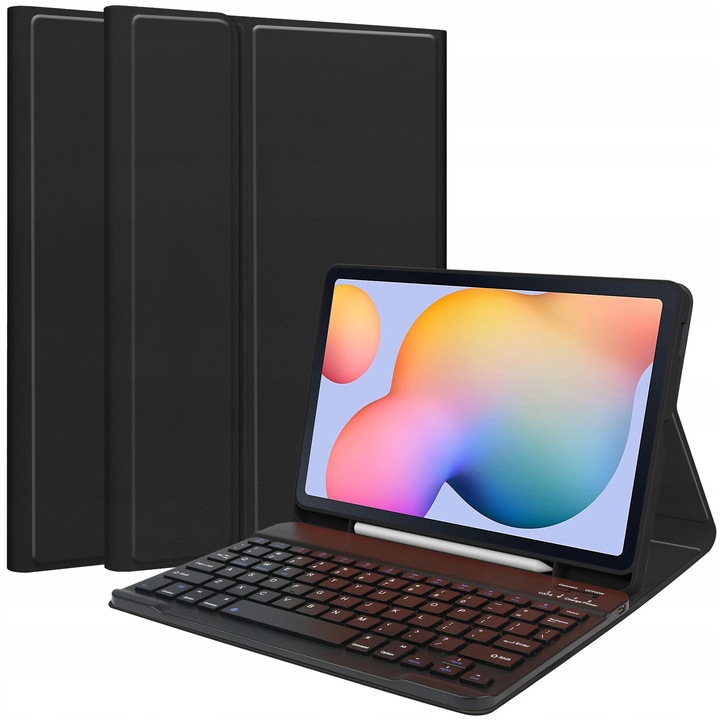 Set tastatura Bluetooth cu husa pentru tableta Samsung Galaxy Tab S6 Lite 10,4", negru, 10m raza de actiune