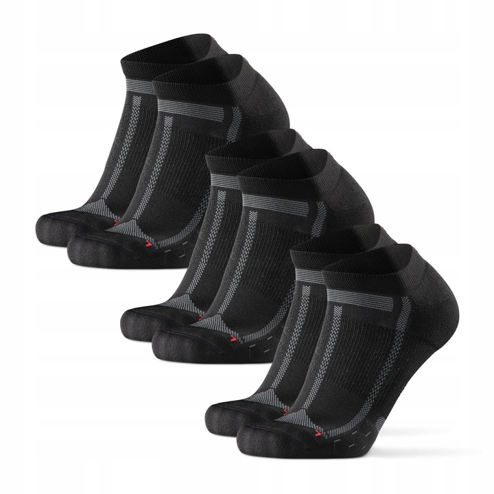 Sosete scurte pentru alergare, DANISH ENDURANCE, poliamida/elastan, 3 perechi, negru/gri, 35-38 EU