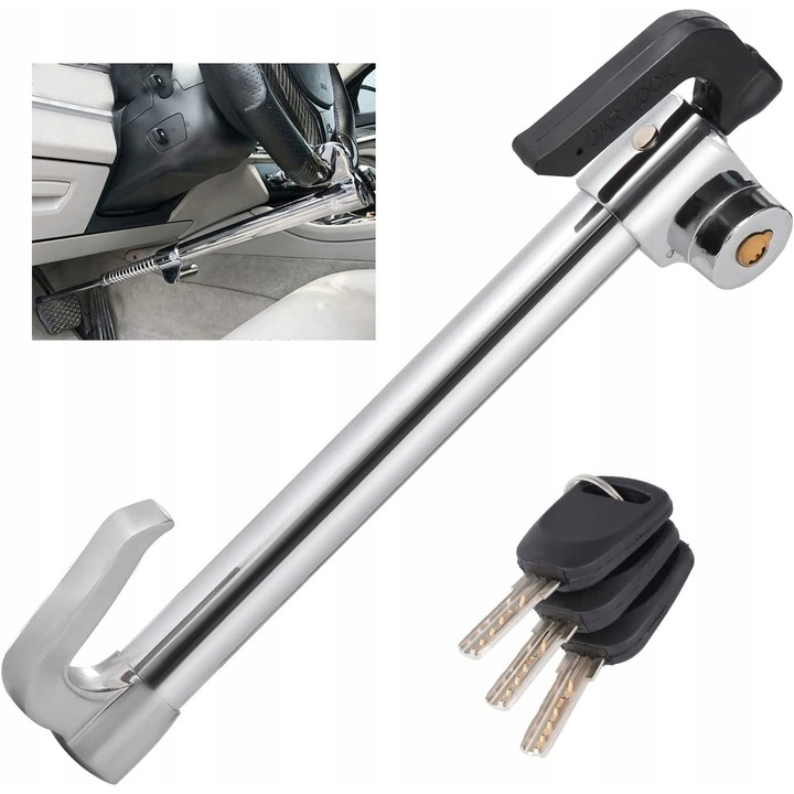 Set blocaje anti-furt pentru volan si pedala, universal, material rezistent, reciclabil