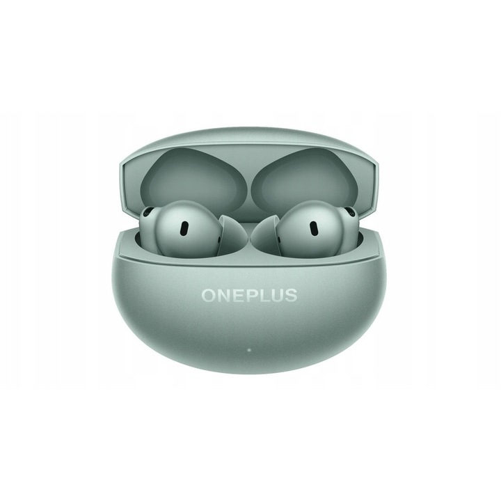 Безжични слушалки OnePlus Buds 4, металическо зелено, намаляване на шума 55 dB, автономност 45 часа