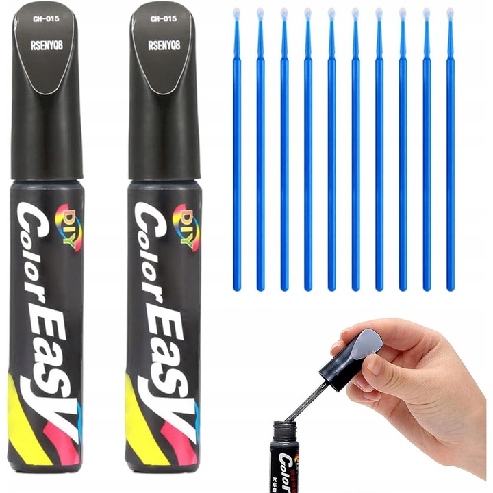 Set 2 Piese Creion pentru Repararea Zgarieturilor si Lacului Auto, 10 Pensule, Negru