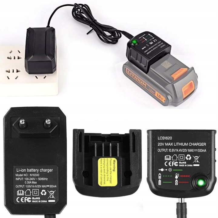 Incarcator Li-ion 10.8V 14.4V 20V pentru acumulatori Black & Decker, negru, 200g