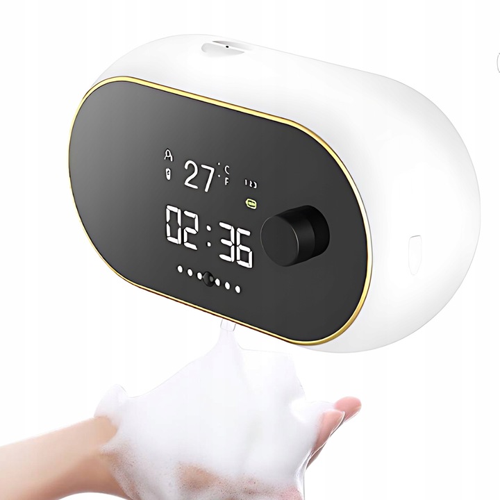 Automata habszappan adagoló, 450 ml kapacitású, LCD kijelzővel, fehér, méretei 185x108x65mm