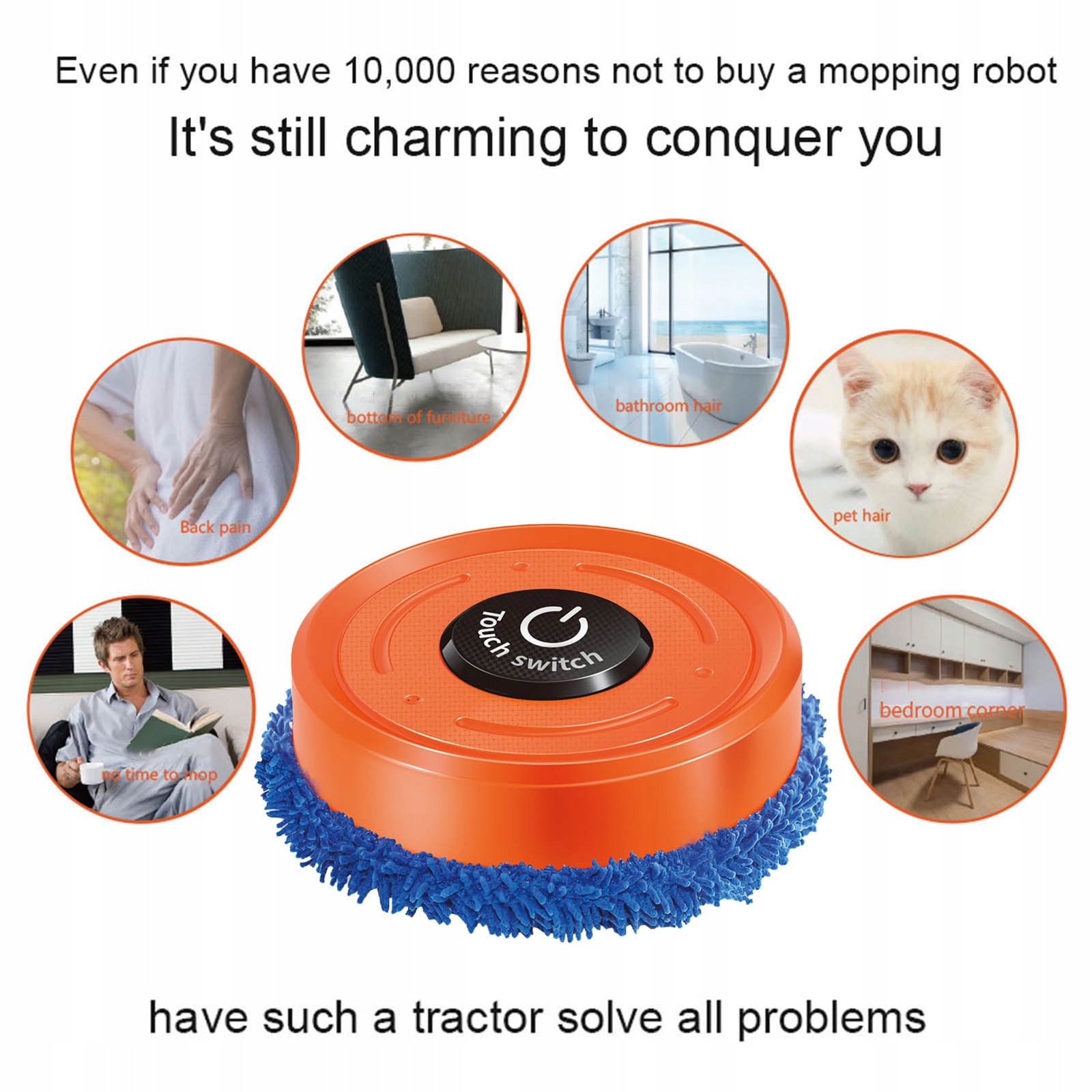 Aspirator robot, 1000PA, 180 min autonomie, Portocaliu / Albastru