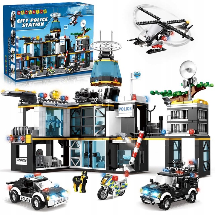 Set de constructie HOGOKIDS, posterul de politie cu 1261 piese, 2 niveluri, multicolor, 42.3x14x28.6cm