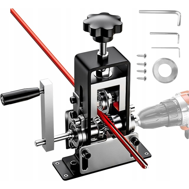 Masina de indepartat izolatia cablurilor, electric + manual, 1-20 mm, 21,5x12x4cm, negru/silver, set complet