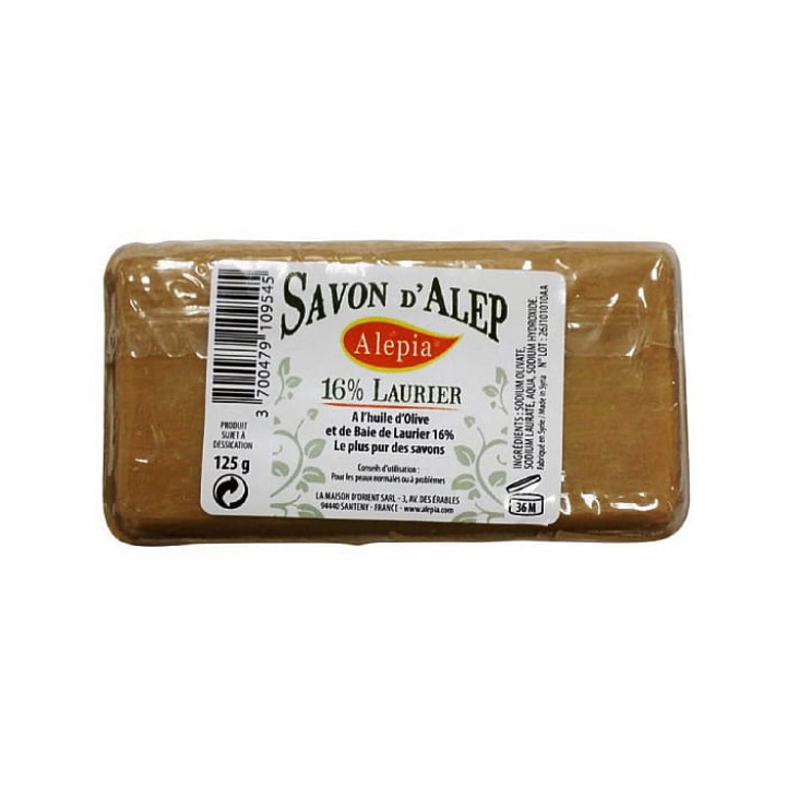 Sapun Aleppo, ALEPIA, 16% ulei de laur, 125g, natural, hidratant