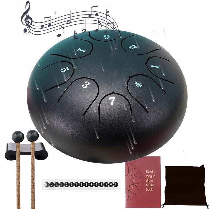 Toba de ploaie 6 inch, 8 tonuri, culoare albastru inchis, set complet cu betisoare, geanta de transport