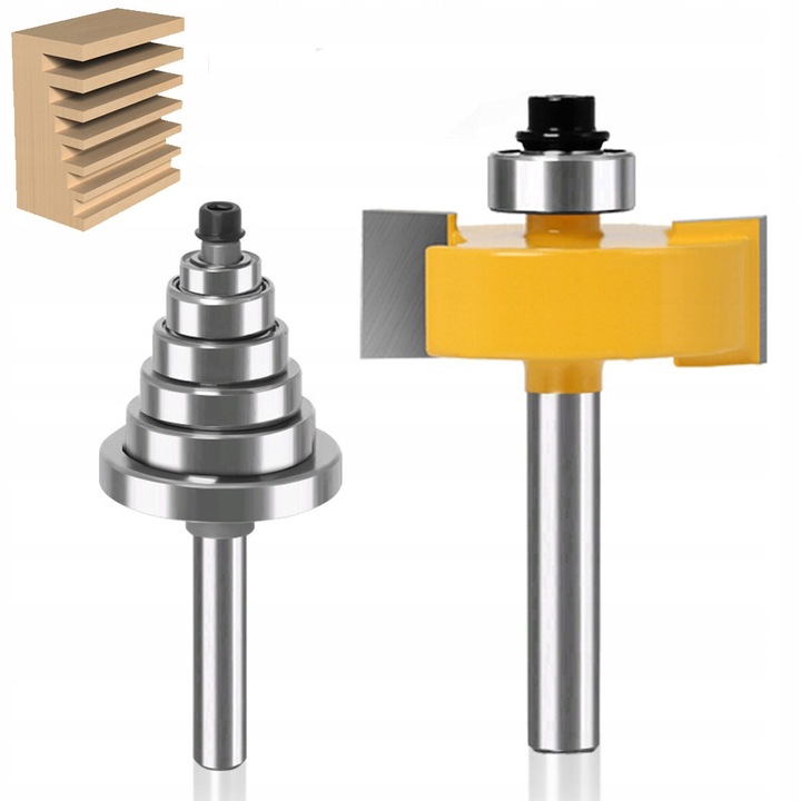 Freza de tamplarie pentru lemn tip T, 6 piese, 8mm, 34.9mm diametru, 12.7mm latime, pentru lemn, MDF, laminat