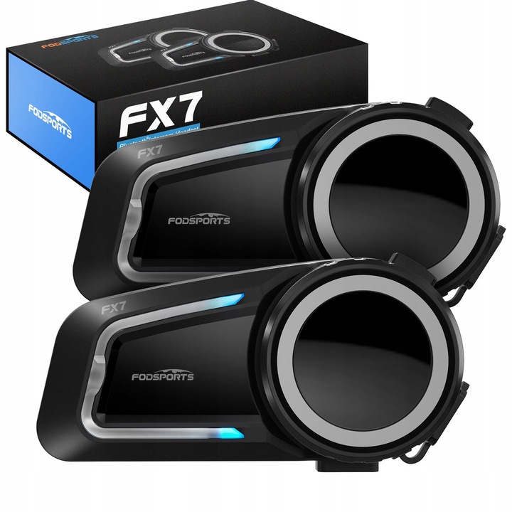 Intercom Fodsports FX7 Mesh pentru 10 motociclisti, Bluetooth 5.4, reducere zgomot, waterproof, set complet