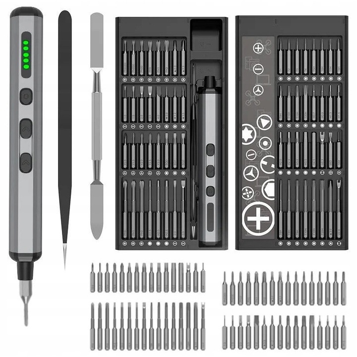 Комплект електрически отвертки с 68 метални накрайника