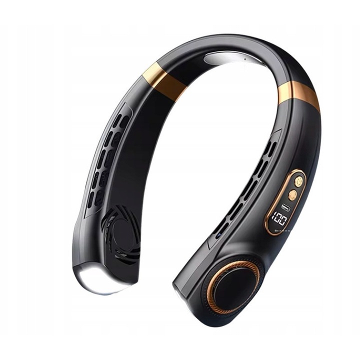 Ventilator prietenos cu mediul, 5 viteze, 360°, portabil, negru