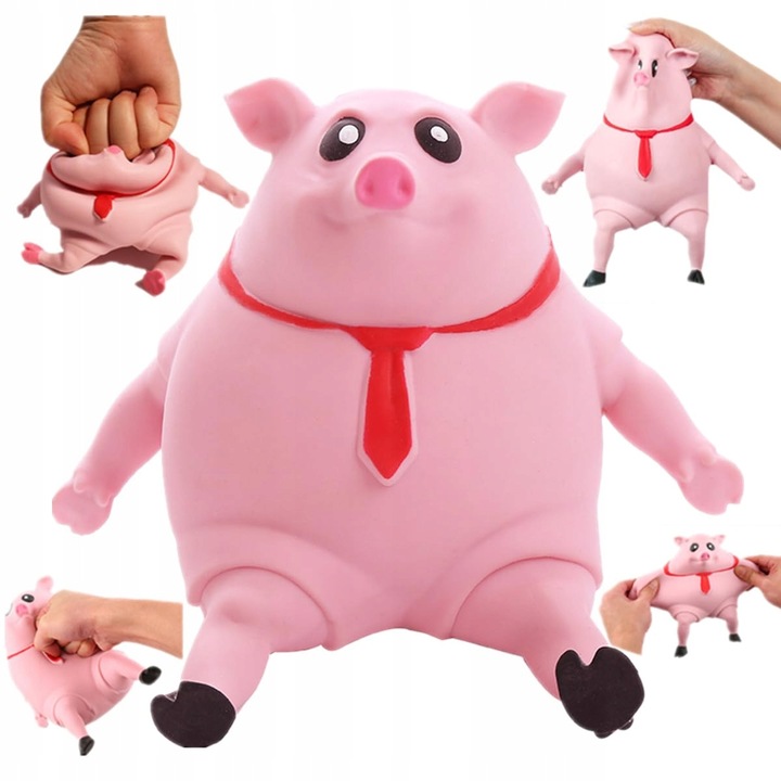 Interaktív játék gyerekeknek, stresszoldó malac, latex anyag, 14x14cm, többszínű