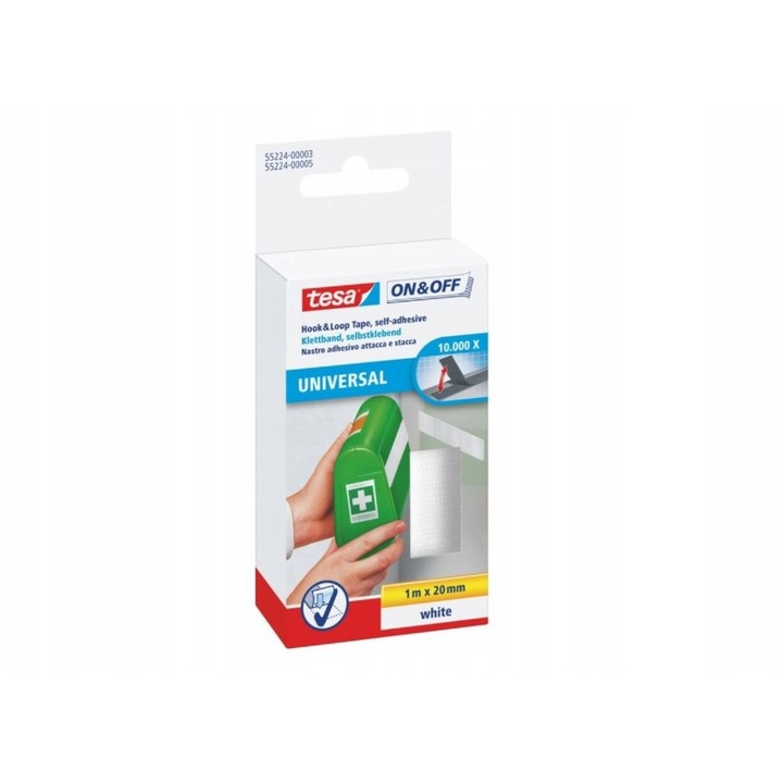 Banda autoadeziva Tesa, 1m x 20mm, alb