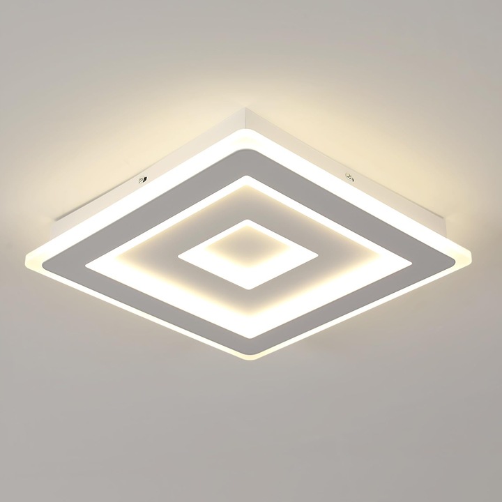 Lampa plafoniera LED Goeco, 40x40x5cm, alb, 52W, lumina neutra 4000K