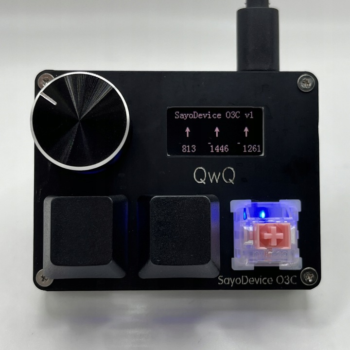 Claviatura mecanica, SayoDevice OSU O3C, comutatoare rapide, ecran IPS 0,96", neagra