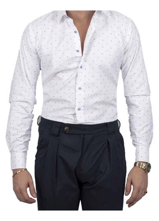 Camasa barbati, Dezign, cu maneca lunga, alb, L INTL