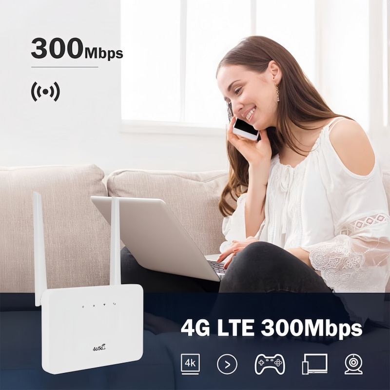Semnal Router Cu Sim Router Wireless 4G, XONGSOR®, Router Portabil, 300Mbps, Cu slot pentru ...