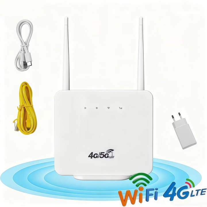 Router Wireless 4G, XONGSOR®, Router Portabil, 300Mbps, Cu slot pentru cartela SIM, Plug and play, Ultra-Low latency, Suporta 12 utilizatori in acelasi timp, 2 Antene, Usor de transportat si de utilizat, 21.5x15x4.5cm, Plastic, Alb