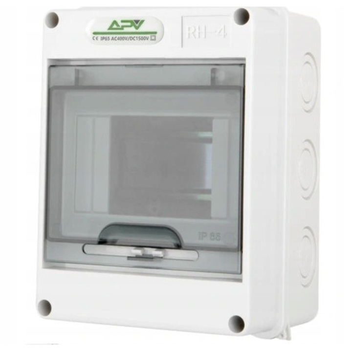 Elektromos táblák, felületre szerelhető kapcsolószekrény, 1x5 modul, IP65, világosszürke szín, méretek 1000V
